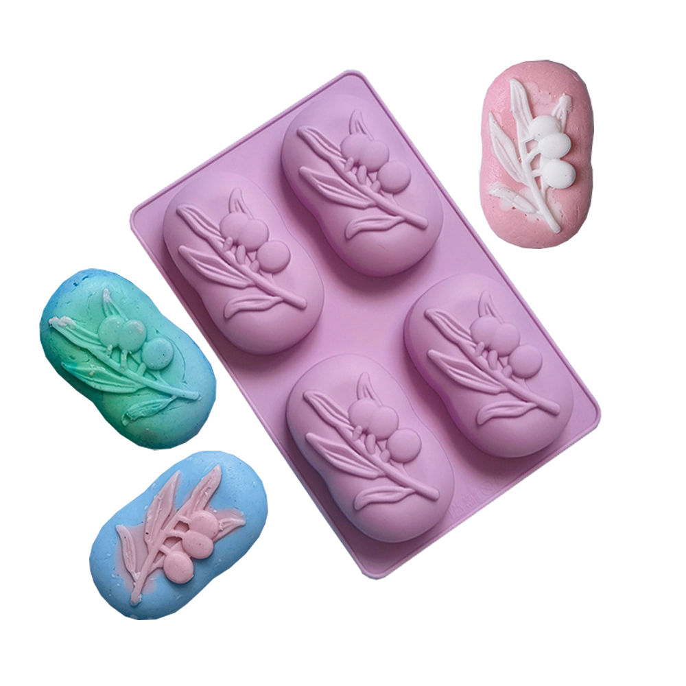 Soap Making Diy Kit - 4 캐비티 타원형 올리브 나무 실리콘