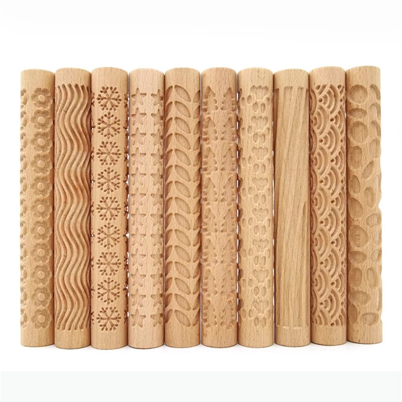 Soap Making Kit For Beginners - 나무 질감 롤링핀 세라믹 도자기 예술