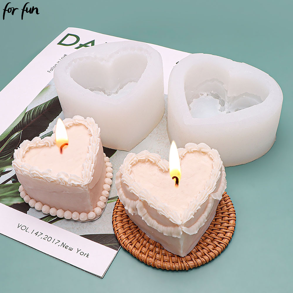 Soap Making Gifts - 재미있는 심장 케이크 모양의 양초 실리콘